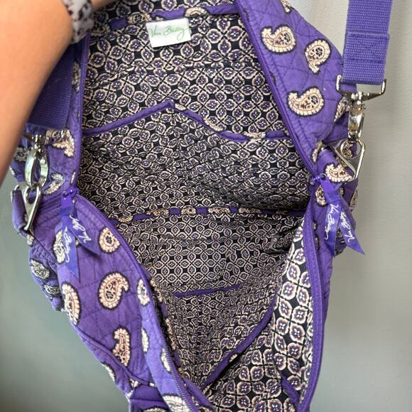 Vera Bradley Simply Violet Paisley Print Quilted Weekender Bag Travel Tote - Picture 7 of 10